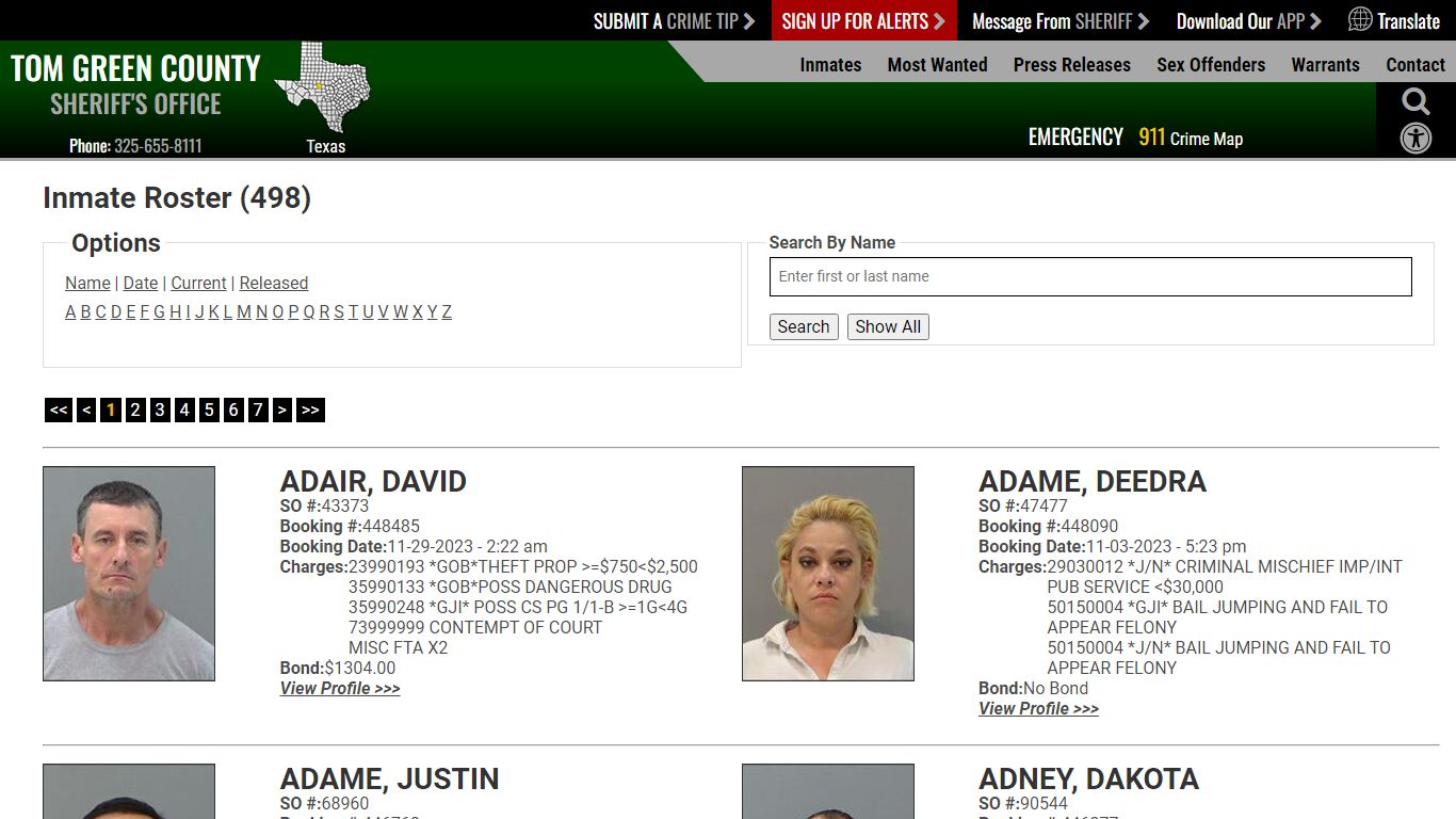 Inmate Roster (507) - Tom Green County Sheriff's Office